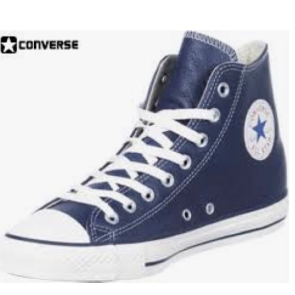 navy blue leather converse all star